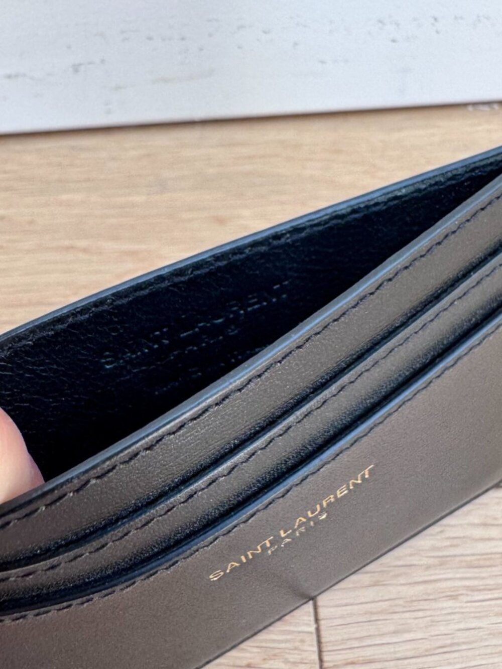 Saint Laurent Paris 6 Card Slot Pocket Organizer | Black & Gold | Made in Paris - Picture 5 of 7